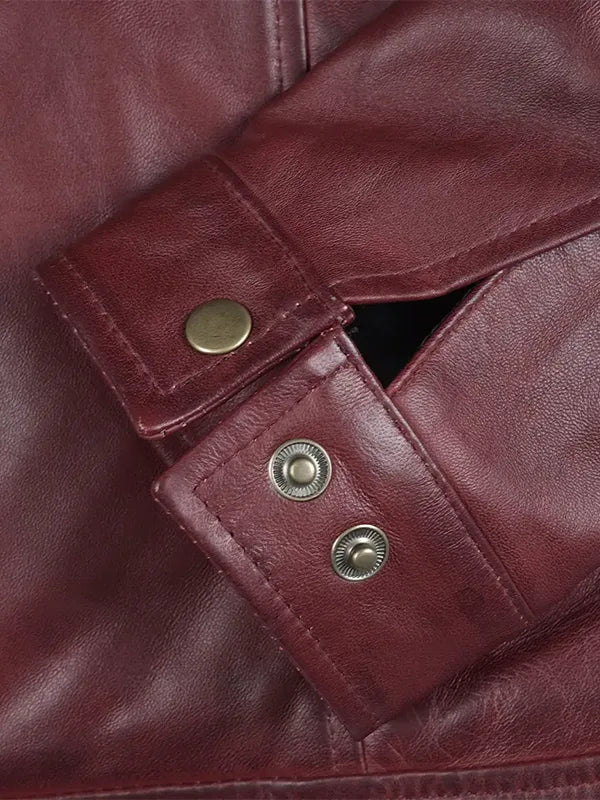 Mens Classic Shirt Collar Harrington Leather Jacket