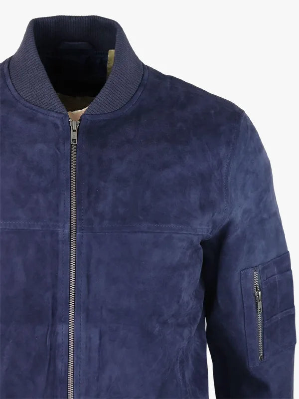 Mens Genuine Suede Bomber Jacket