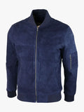 Mens Genuine Suede Bomber Jacket Leather Casual Varsity VIntage