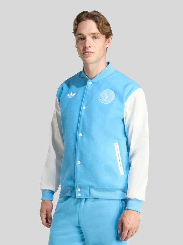 Mens Inter Miami CF adidas Blue 2025 Archive Collection Full-Snap Varsity Jacket