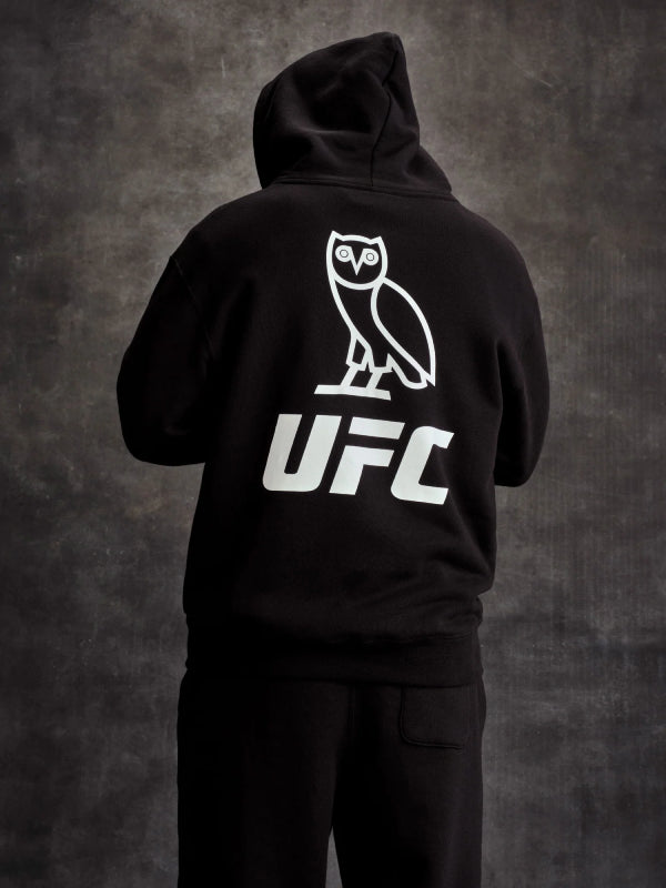 Mens OVO x UFC Black Flame Logo Pullover Hoodie