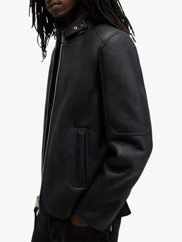 Mens Sheep Skin Hayward Black Leather Jacket
