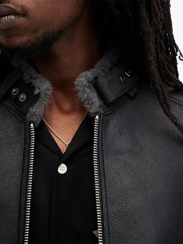 Mens Sheep Skin Hayward Shearling Leather Jacket