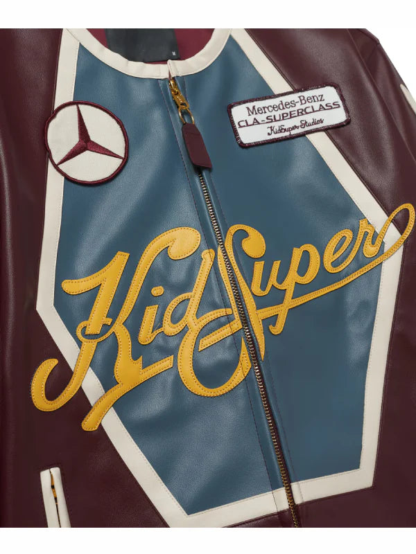Mercedes Benz x KidSuper Leather Racer Jacket Burgundy