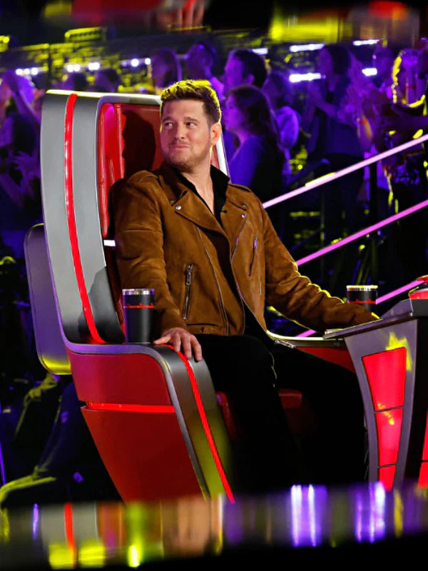 The Voice S28 Michael Buble Brown Leather Jacket