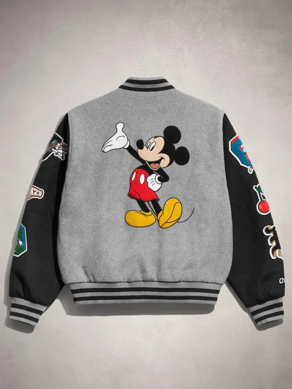 Mickey & Friends Disney Varsity Jacket Grey and Black