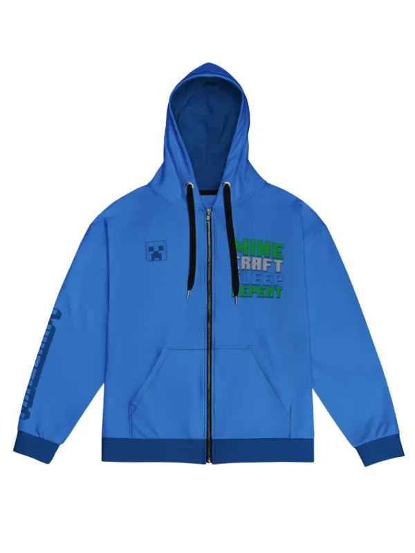 Minecraft Sleep Repeat Zip-Up Hoodie Blue