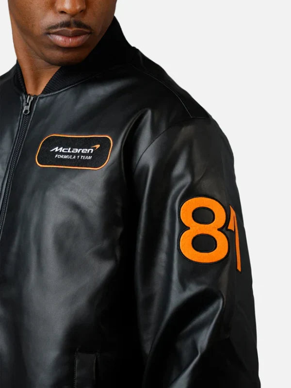 Mitchell_Ness X Culture Kings X McLaren Black Leather Jacket