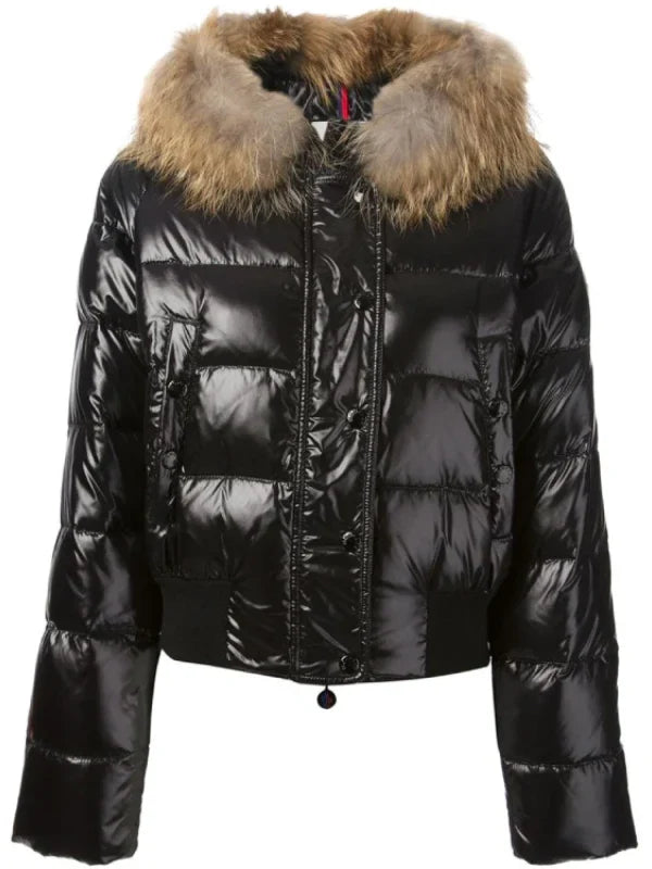 Moncler Black Alpin Padded Jacket with Fur Hood