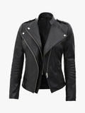 Monica Women’s Black Asymmetrical Leather Jacket