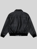 Mutimer Black Leather Bomber Jacket