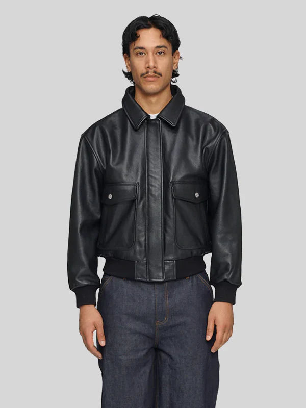 Mutimer Bomber Leather Jacket Black