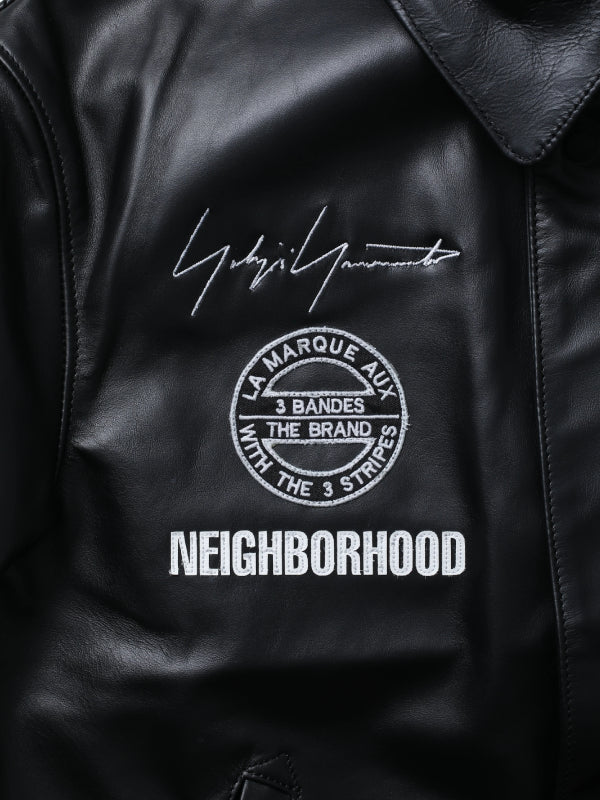 Neighborhood Y-3 Leather Bomber Jacket Black