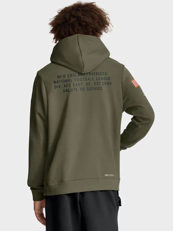 New England Patriots Veterans Day Hoodie Olive