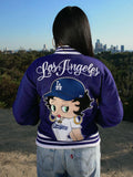 New Era x Bella Dona x Betty Boop Dodgers Varsity Bomber Jacket Blue