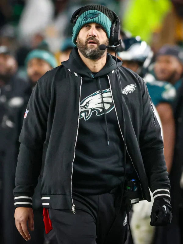 Nick Sirianni Eagles Nike Black Sideline Bomber Jacket