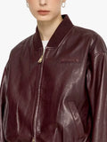 Nova Burgundy Leather Bomber Jacket