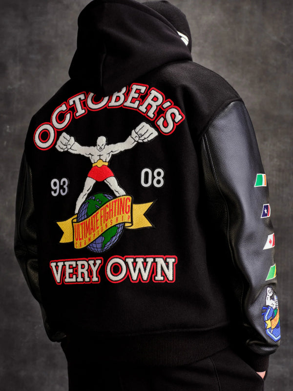 OVO X UFC Black Varsity Jacket