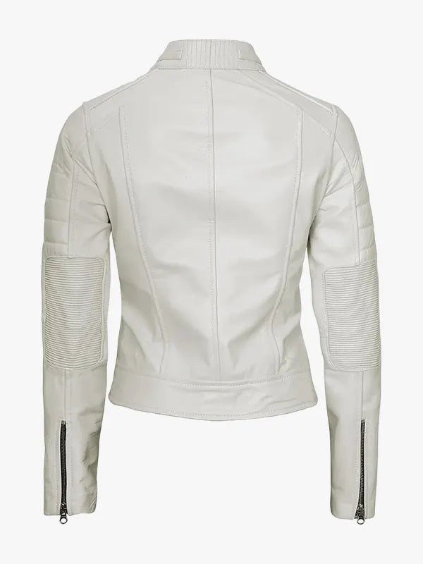 Off White Women’s Slim Fit Real Leather Biker Jacket