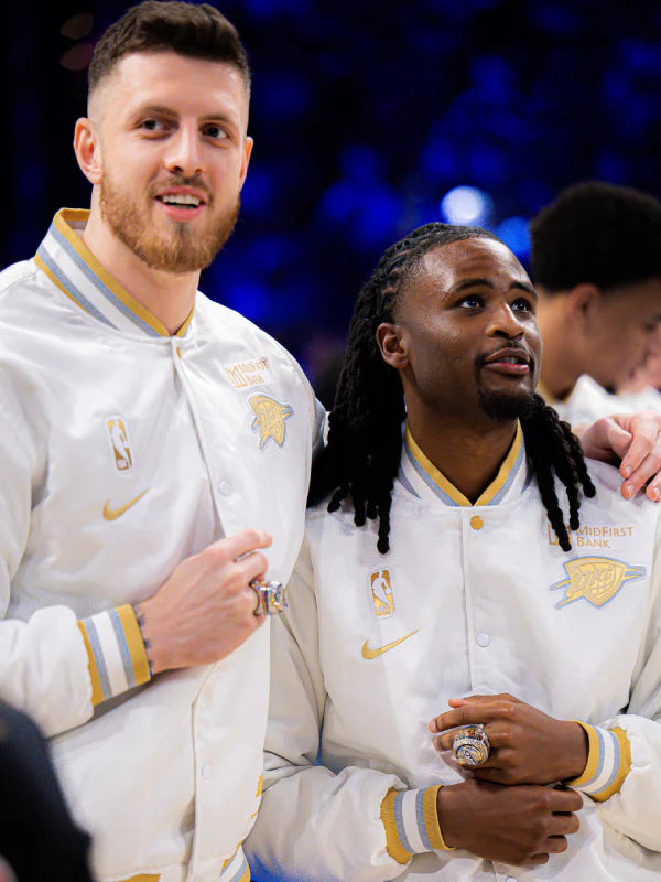 Oklahoma City Thunder trophy ring banner jacket