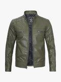 Olive Green Mens Cafe Racer Jacket