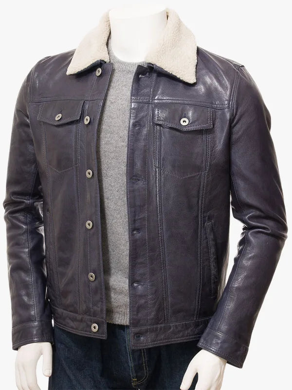 PARRACOMBE Navy Trucker Jacket For Men