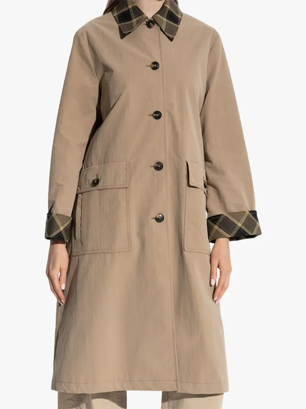 PS Paul Smith checked-trim Long coat