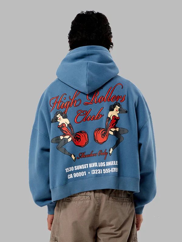 PacSun High Rollers Club Cropped Hoodie Blue