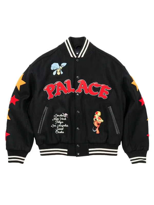 Palace x Cheech Wizard Mark Bode Varsity Jacket Black