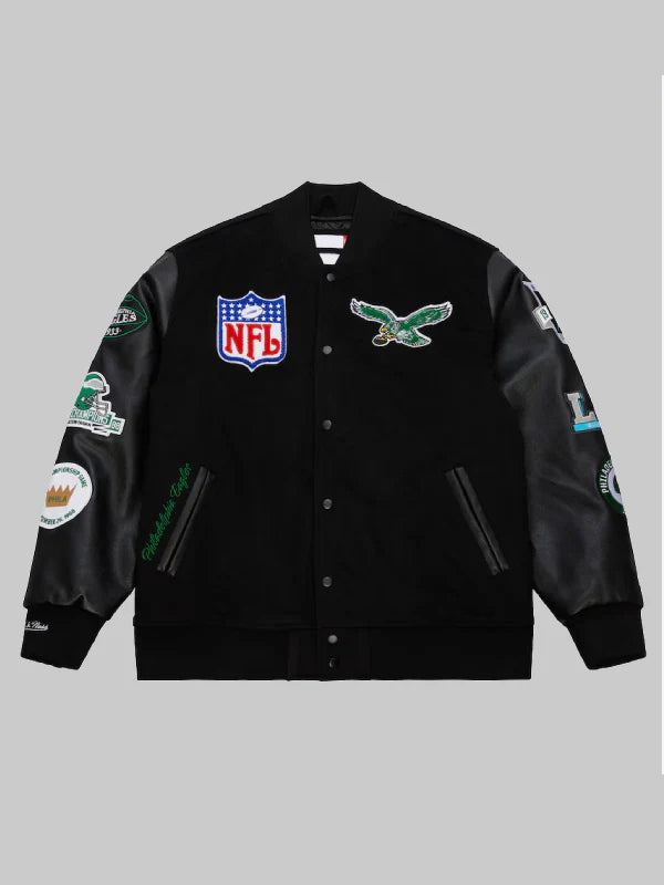 Philadelphia Eagles Blackout Varsity Jacket Black