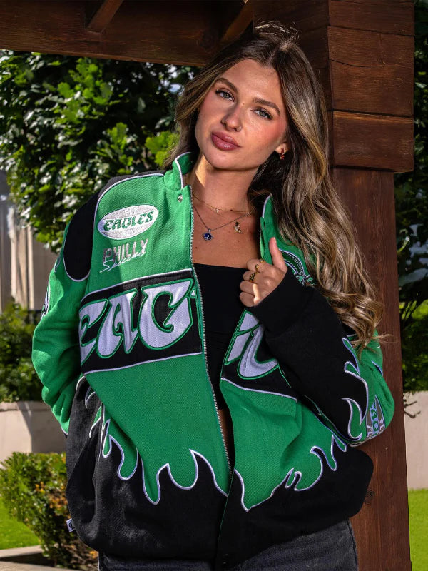 Philadelphia Eagles Kelly Green Premium Racing Jacket