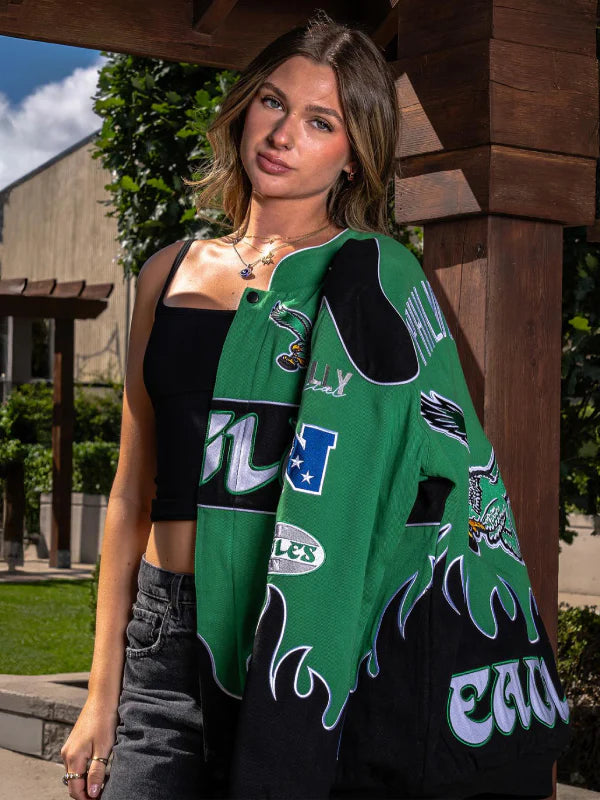 Philadelphia Eagles Kelly Green Racing Bomber Jacket