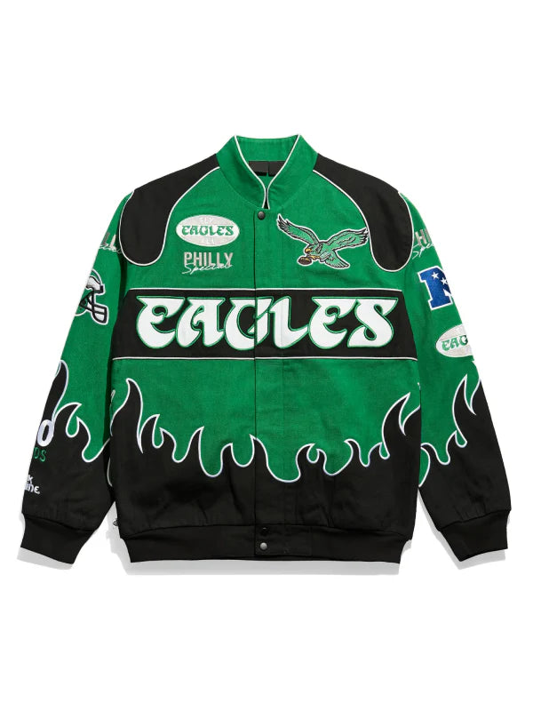 Philadelphia Eagles Racing Jacket Kelly Green