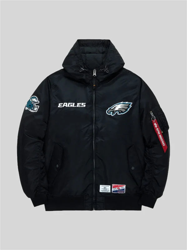 Philadelphia Eagles x Alpha x New Era L-2B Bomber Jacket Black