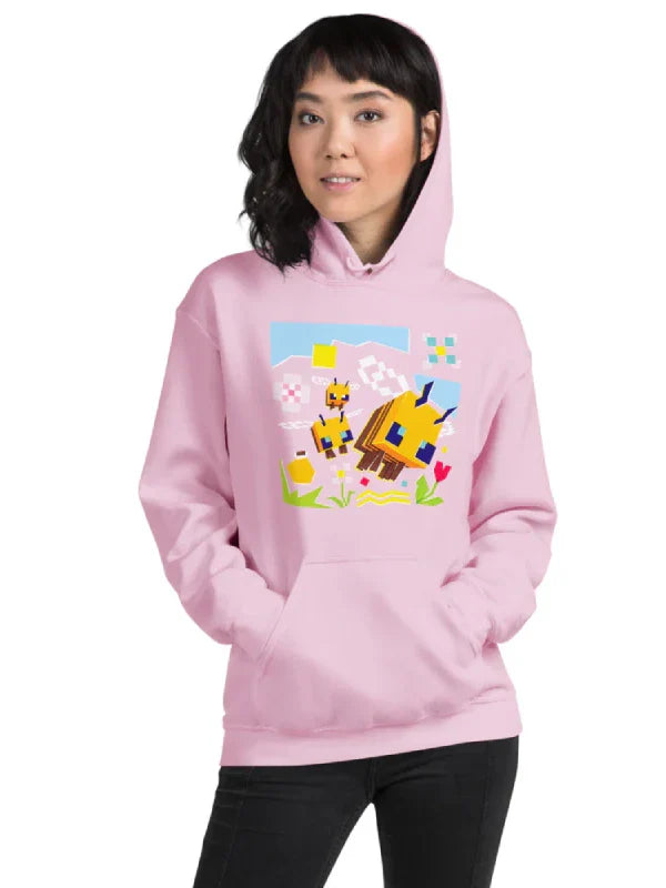 Pink Bee Adult Hoodie Minecraft