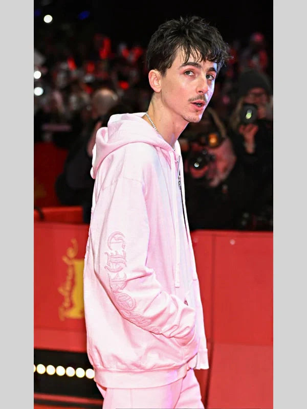 Pink Chrome Hearts Hoodie Timothee Chalamet