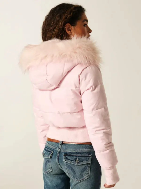 Pink Hollister Faux Fur Pink Jacket