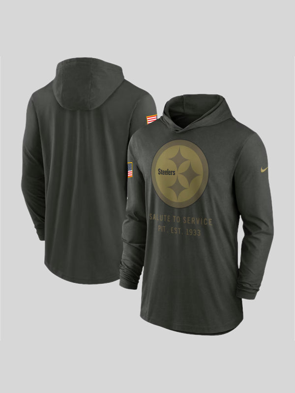 Pittsburgh Steelers 2025 Salute to Service Hooded Long Sleeve T-shirt