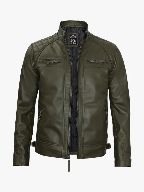 Quilted Shoulder Green Jacket
