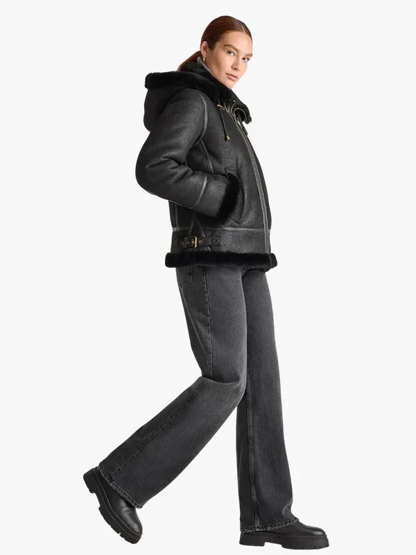 Quince 100% Shearling Cold Weather Women Bomber Jacket