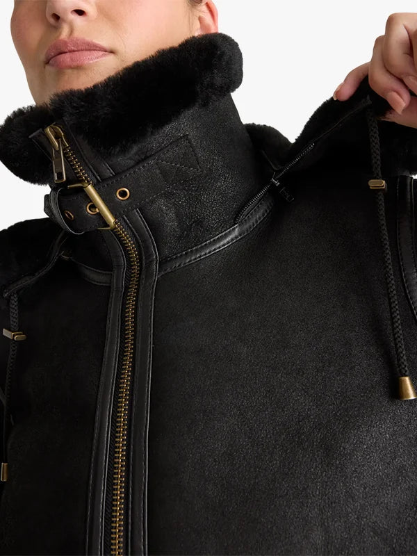 Quince 100% Shearling Cold Weather Women Bomber Jacket