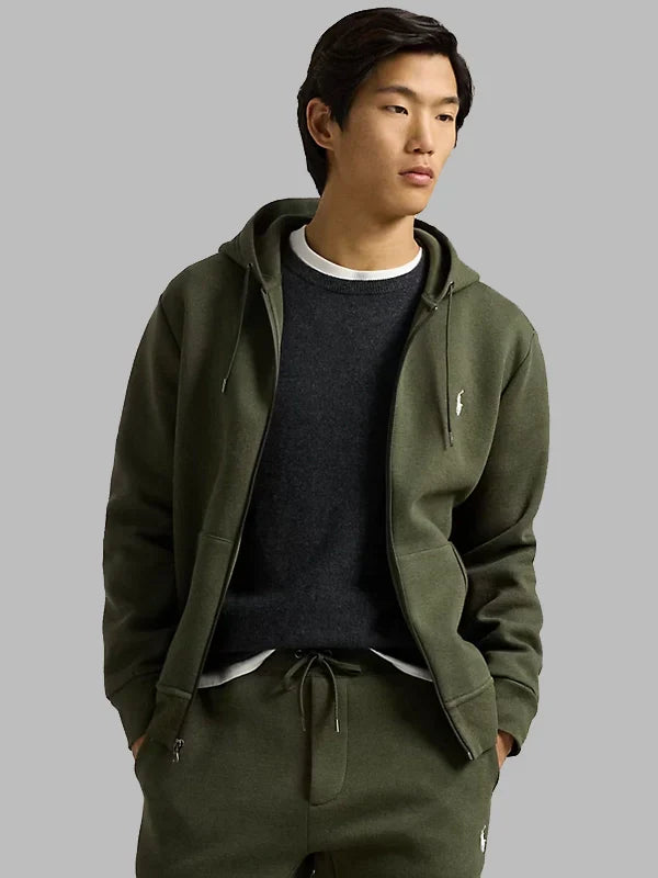 Ralph Lauren Polo Double-Knit Full-Zip Hoodie Green