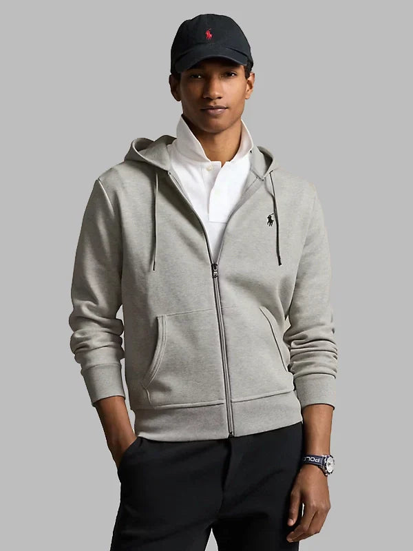 Ralph Lauren Polo Double-Knit Full-Zip Hoodie Grey