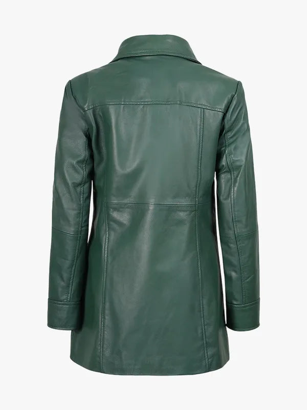 Real Green Coat 34 length Button Jacket For women