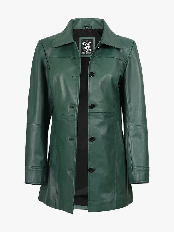 Real Green Coat 34-length Jacket For Women