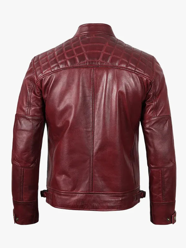 Real Leather Burgundy Biker Jacket