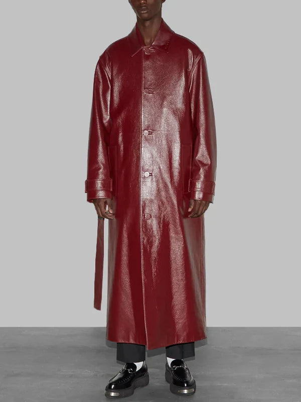 Red Shiny Leather Trench Coat Gucci