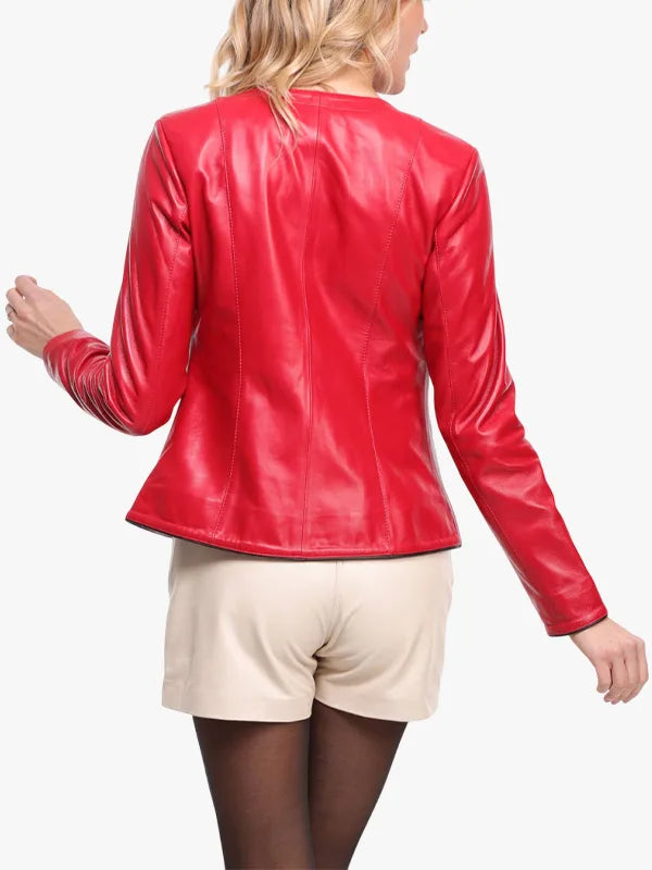 Red Short Leather Jacket