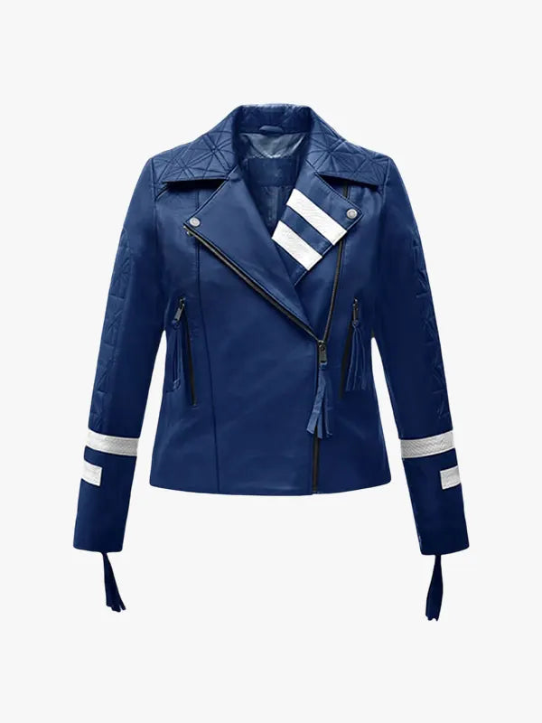 Reese Ladies Navy Blue Moto Jacket
