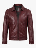 Reeves Men's Harrington Real Burgundy Jacket Leather